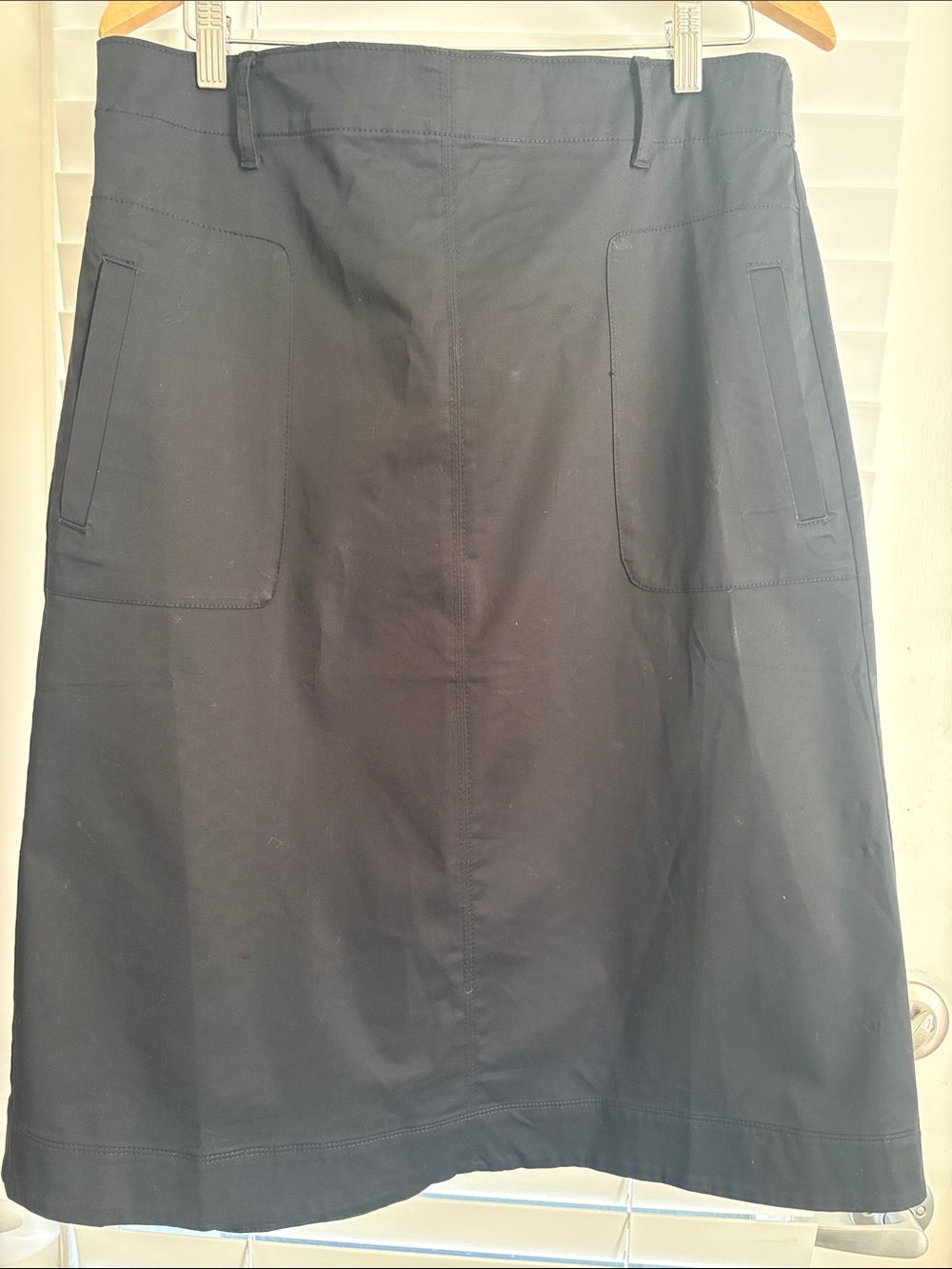 NWT INC International Concepts Cotton Career Black A-Line Pocket Skirt SZ L